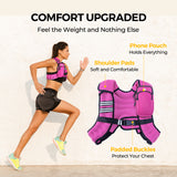 Weighted Vest with Arm Strap Phone Pouch and  Reflective Stripe Pink