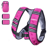 Weighted Vest with Arm Strap Phone Pouch and  Reflective Stripe Pink& Grey