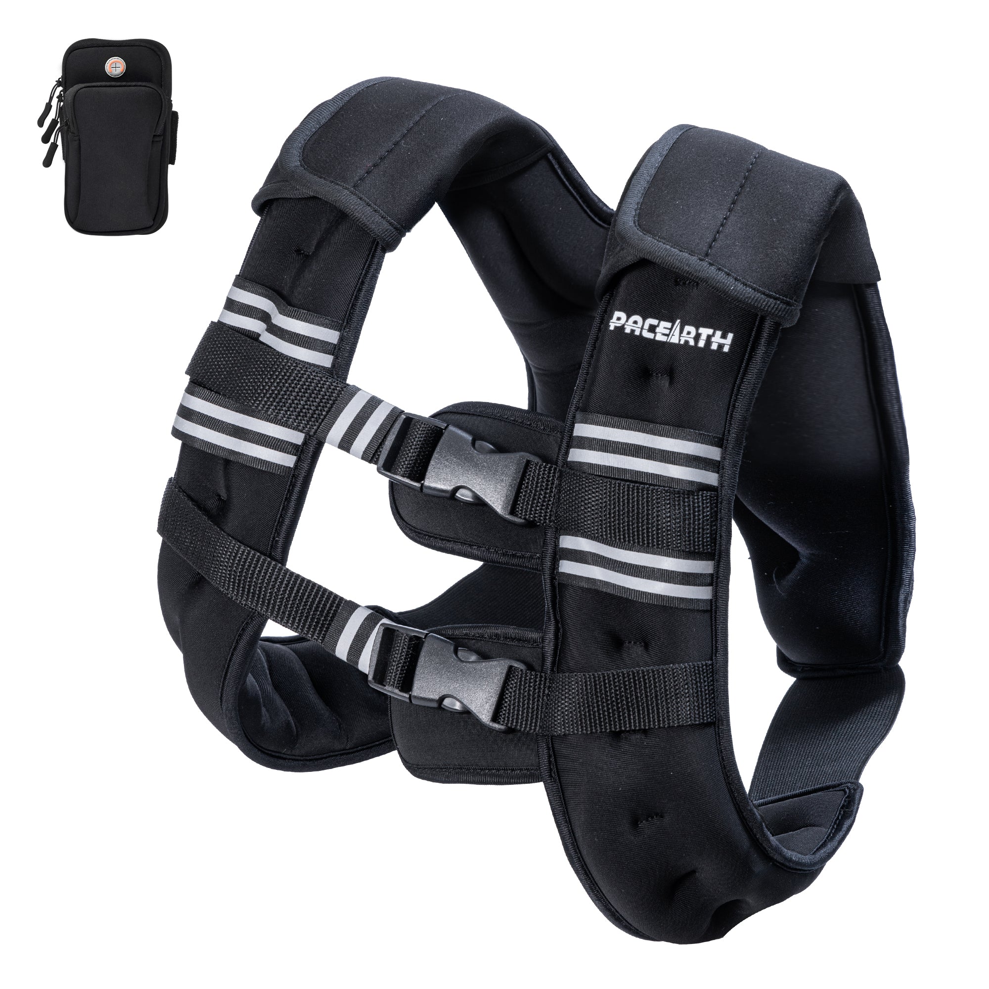 12 LBS Pacearth Weighted Vest for walking,Body Weight Vests for Women, Men with Arm Strap Phone Pouch