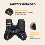 PACEARTH Weighted Vest with Arm Strap Phone Pouch and  Reflective Stripe 4lbs-30lbs