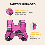 Weighted Vest with Arm Strap Phone Pouch and  Reflective Stripe Pink