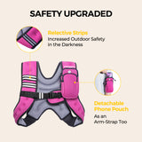 Weighted Vest with Arm Strap Phone Pouch and  Reflective Stripe Pink& Grey