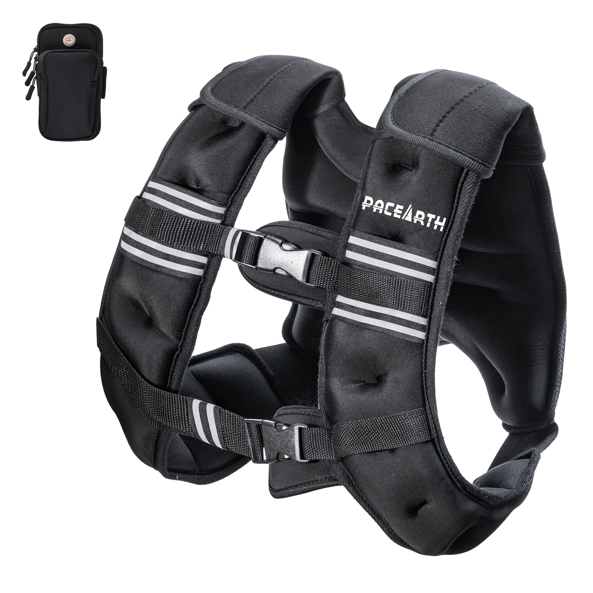 16 LBS Pacearth Weighted Vest for walking,Body Weight Vests for Women, Men with Arm Strap Phone Pouch