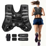 PACEARTH Weighted Vest with Ankle Weight Set and Arm Strap Phone Pouch and Reflective Stripe