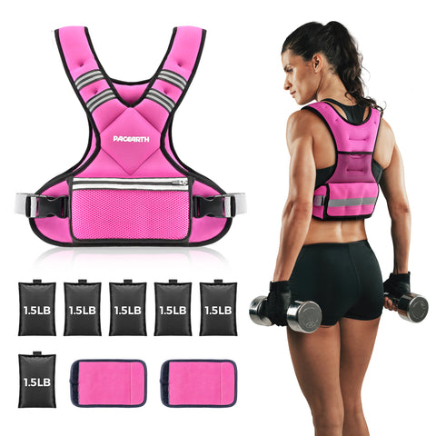 PACEARTH Adjustable Weight Vest 4-10lbs / 11-20lbs / 20-32lbs Pink