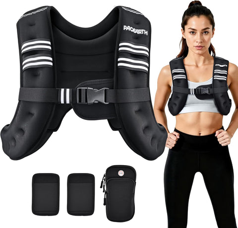 10 LBS Pacearth Weighted Vest for walking,Body Weight Vests for Women, Men with Arm Strap Phone Pouch