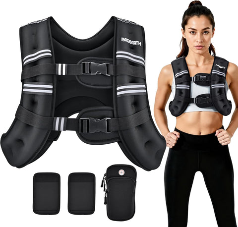 12 LBS Pacearth Weighted Vest for walking,Body Weight Vests for Women, Men with Arm Strap Phone Pouch
