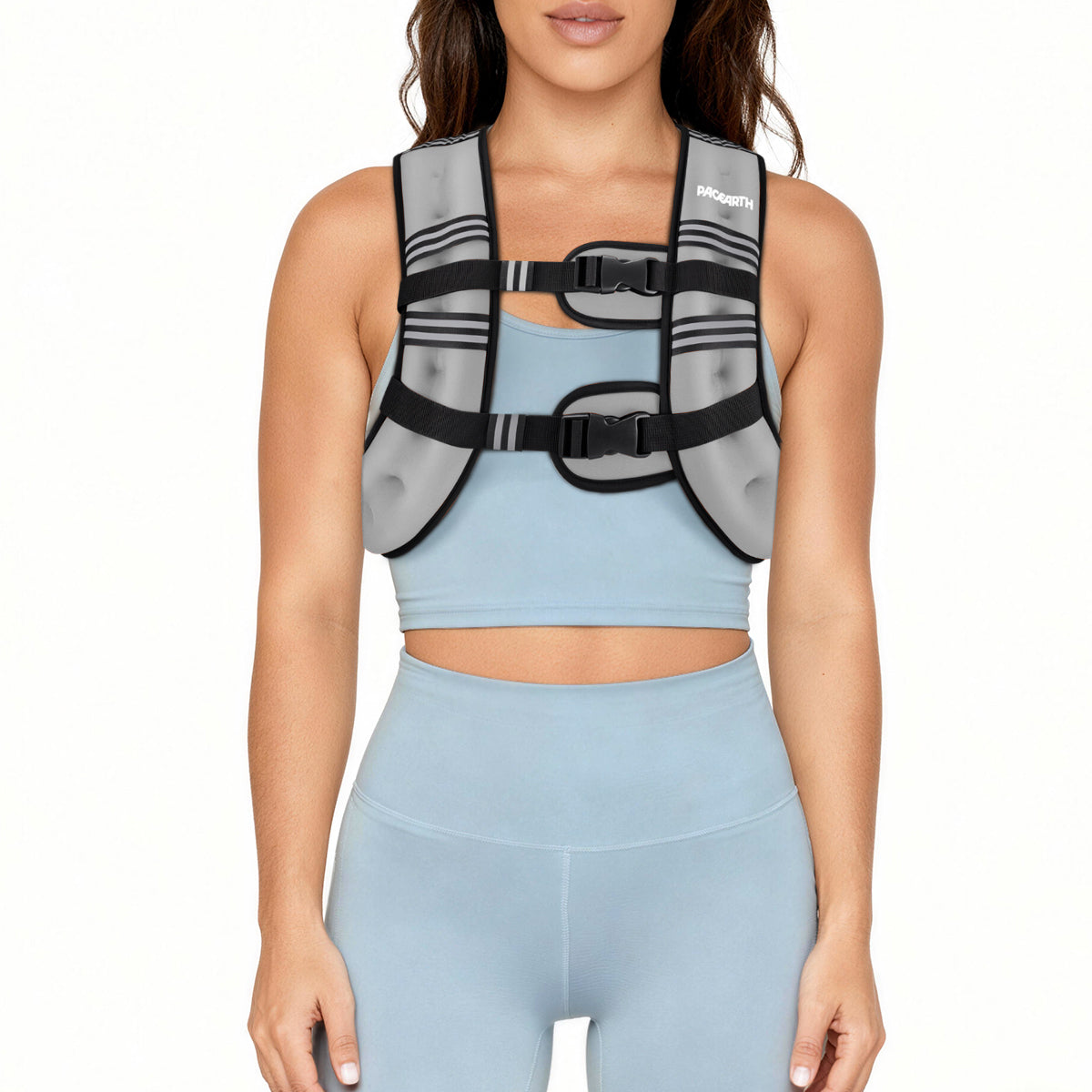 Pacearth Weighted Vest with Arm Strap Phone Pouch and  Reflective Stripe Grey