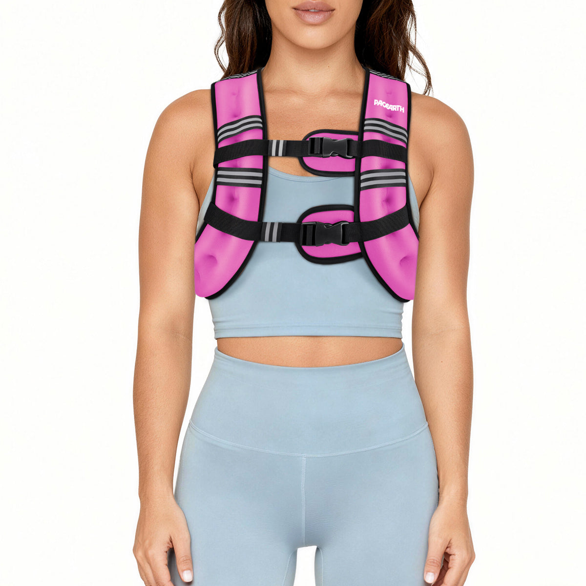 Pacearth Weighted Vest with Arm Strap Phone Pouch and  Reflective Stripe Pink