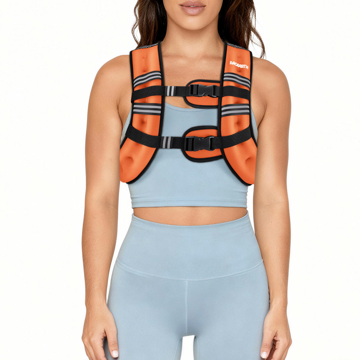 Pacearth Weighted Vest with Arm Strap Phone Pouch and  Reflective Stripe Orange