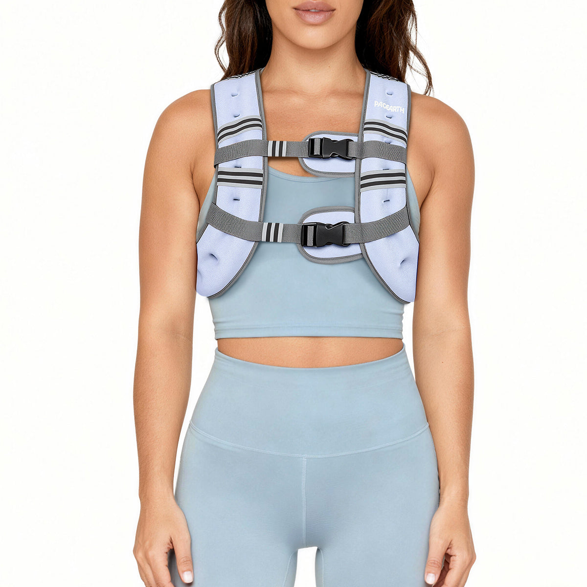 Pacearth Weighted Vest with Arm Strap Phone Pouch and  Reflective Stripe Concrete Gray