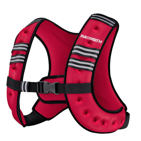 Pacearth Weighted Vest with Arm Strap Phone Pouch and  Reflective Stripe Red