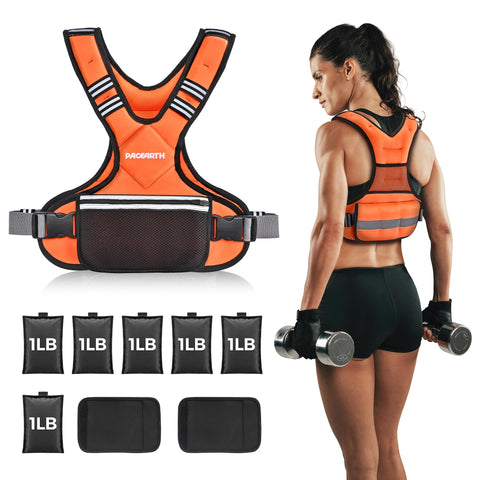 PACEARTH Adjustable Weight Vest 4-10lbs / 11-20lbs Orange