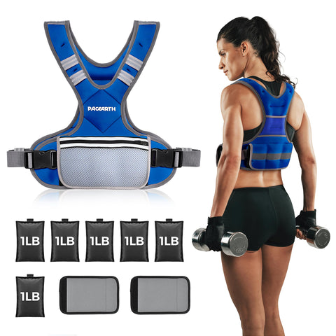 PACEARTH Adjustable Weight Vest 4-10lbs / 11-20lbs Blue
