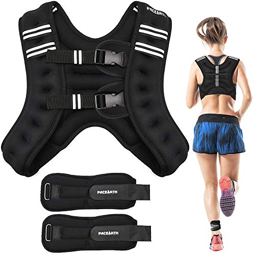PACEARTH Weighted Vest with Ankle/Wrist Weights 6lbs-30lbs Body Weight Vest  with Reflective Stripe, Size-Adjustable Workout Equipment for Strength  Training, Walking, Jogging, Running for Men Women, Weight Vests -   Canada