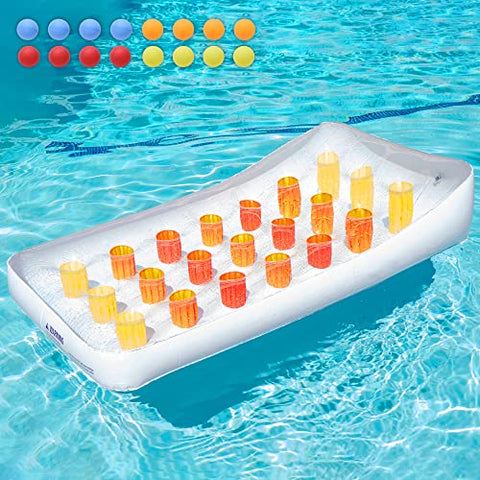 PACEARTH Pool Floats with 16 Ping-Pong Balls & A Pump